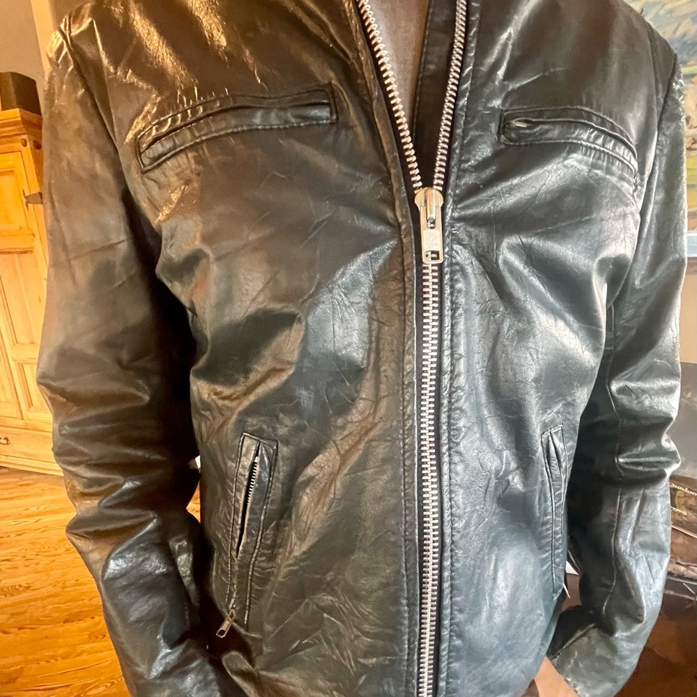 Vintage Blue Leather Jacket